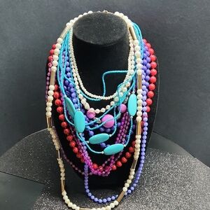 Colorful Beaded Necklace Lot Of 10
